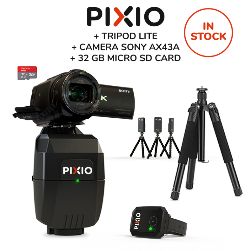 PIXIO + SONY AX43A camera + 32GB microSD card + tripod