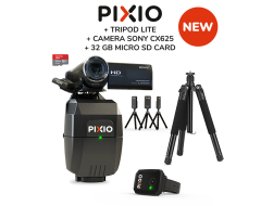 Le pack contient le robot caméraman PIXIO, un trépied et une caméra SONY HDR-CX625