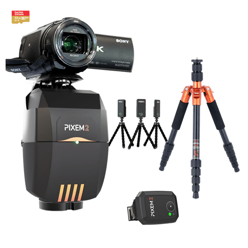 PIXEM 2 + SONY AX43A + tarjeta microSD 32GB + trípode