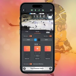 Fügen Sie ein Banner mit Sponsoren oder Logos, den Spielstand und die Spielzeit in Ihre PIX4TEAM-Videos und -Lives ein