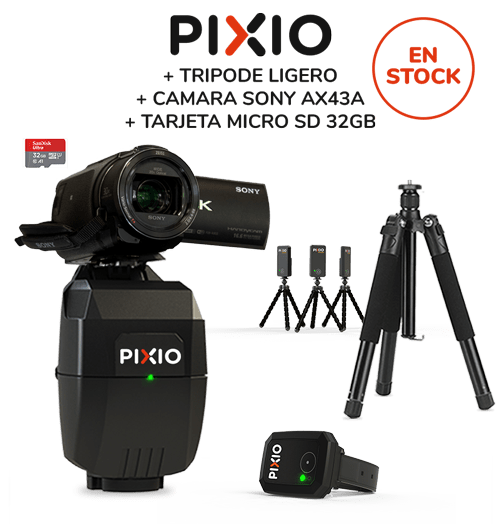 PIXIO + Cámara SONY AX43A + tarjeta microSD de 32GB + trípode