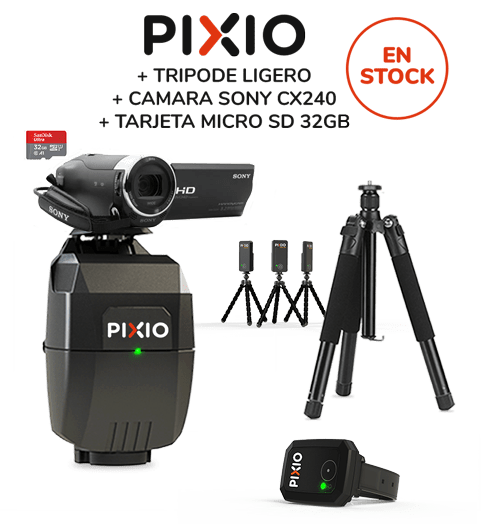 PIXIO + Cámara SONY CX240 + tarjeta microSD de 32GB + trípode