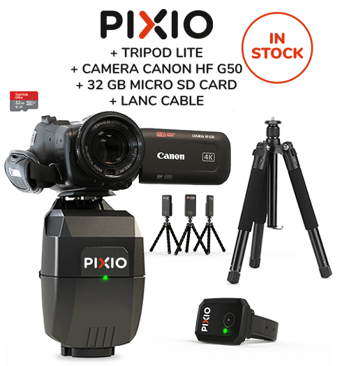 PIXIO + CANON HF G50 camera + 32GB microSD card + tripod + LANC cable
