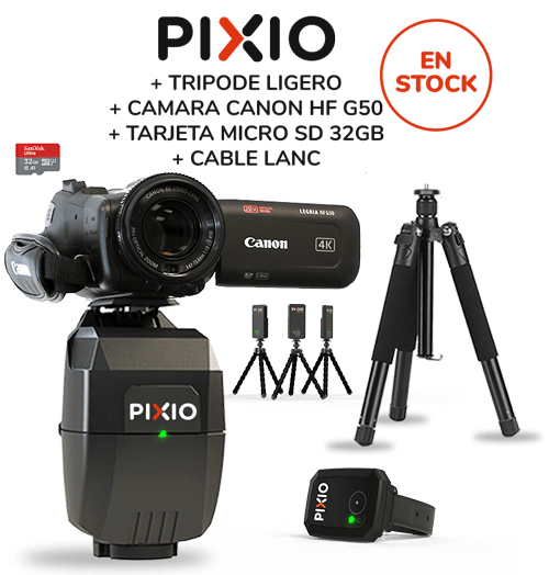 PIXIO + Cámara CANON HF G50 + tarjeta microSD de 32GB + trípode + cable LANC
