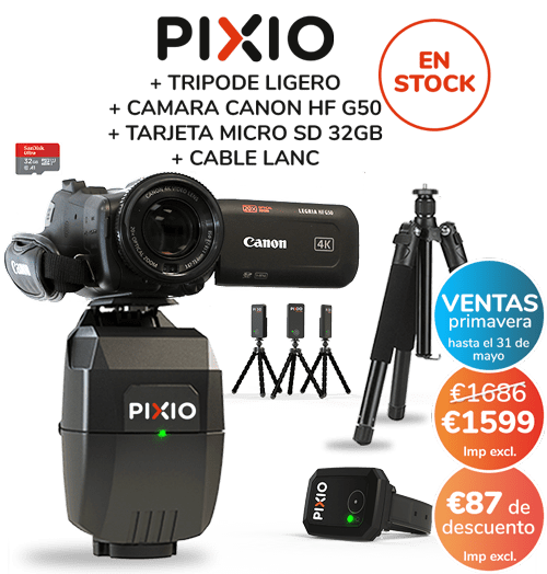 PIXIO + Cámara CANON HF G50 + tarjeta microSD de 32GB + trípode + cable LANC